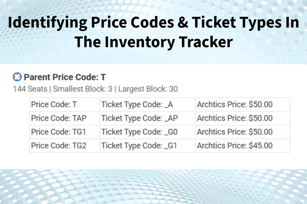 Identifying Price Codes & Ticket Types In The Inventory Tracker
